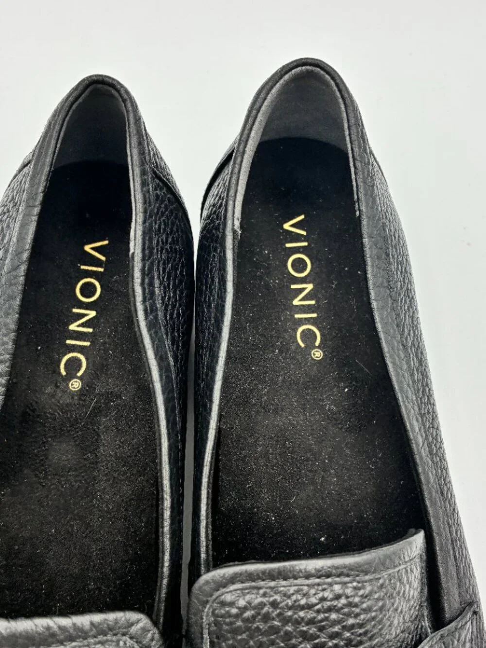 Vionic Shoes Black Pebbled Leather Sellah Loafers Slip On Flats